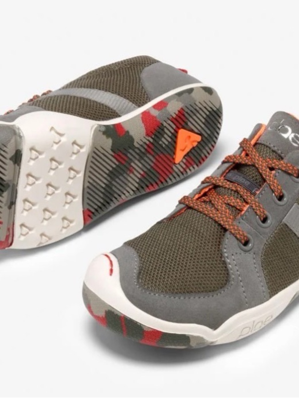 PLAE Olive Green Sneakers with Orange Accents